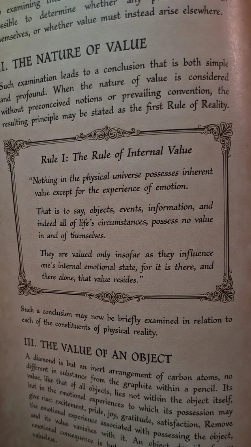 Rule I, the Rule of Internal Value, inside The Reality Manual